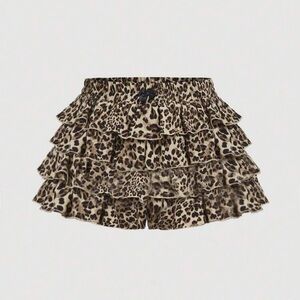 SHEIN Leopard Print Ruffle Bloomer Shorts